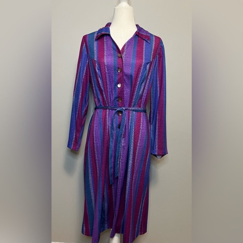 Vintage 1970’s Three R’s Striped MIDI Dress